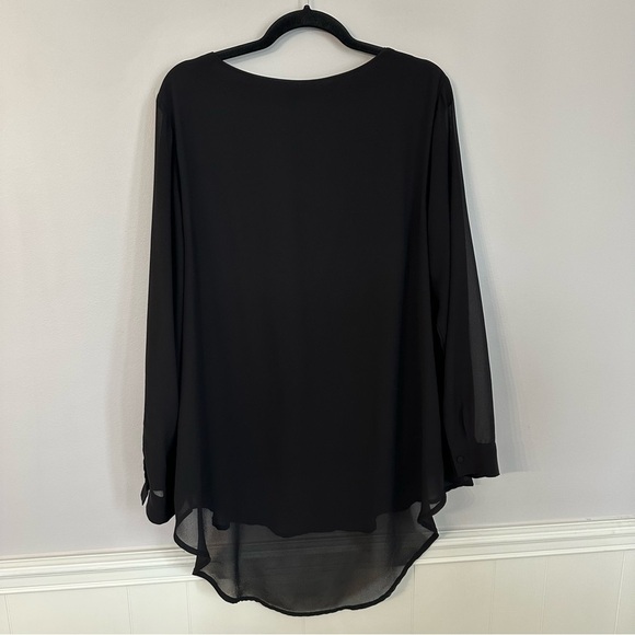Torrid Women’s Black Long Sleeve V-Neck Hi/Lo Chiffon Blouse Sz 2, 2X 18-20 GUC - Picture 7 of 7